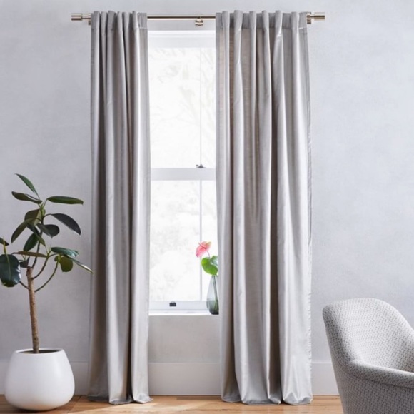 West Elm Accents Two West Elm Luster Velvet Curtain Panels 48 In X 96 In Frost Grey Poshmark